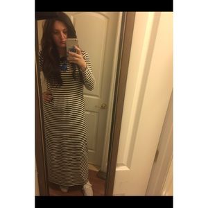 Long maxi stripped dress long sleeve